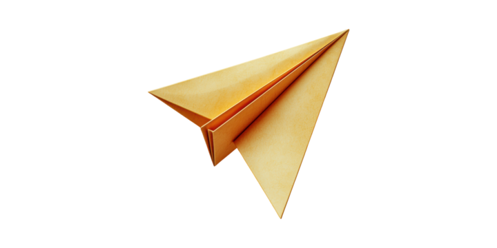 Paper Airplane. Symbol Of Creativity And Imagination In Communication Isolated On Transparent Background