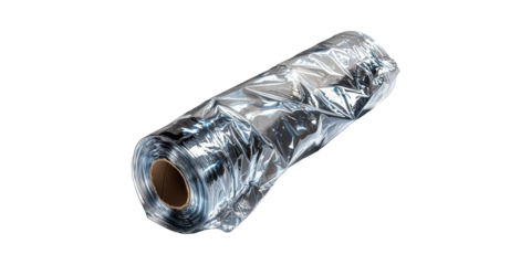 Roll Of Reflective Foil Insulation Material. Energy Efficiency And Thermal Protection Isolated On Transparent Background