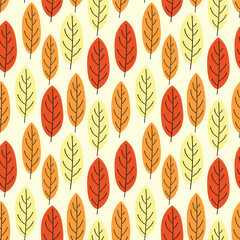 vector colorful leaves pattern design, seamless pattern of leaves