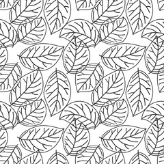 seamless pattern of leaves, vector leaves doodle pattern design, repeated leaves pattern background