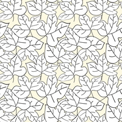 seamless pattern of leaves, vector leaves doodle pattern design, repeated leaves pattern background