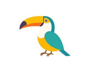 Fototapeta premium Colorful Cartoon Toucan Illustration with Large Beak and Bright Plumage.