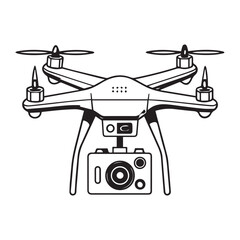 Drone line art vector, drone camera icon outline drawing vector illustration. with white background