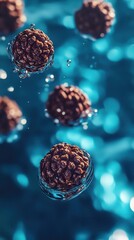 Close-up of Water Droplets on Dark Blue Surface: Macro Photography, Abstract Texture, Blue Background, Wet Surface Detail.
