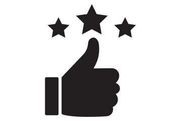 Star Rating Icon. Thumbs Up Icon. Like, thumb up and stars, Rating icon. Thumbs up icon gives a star review. Rate icons.