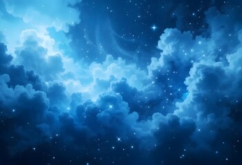 Fototapeta premium Abstract Blue and White Cosmic Nebula Background – Ethereal Space Texture