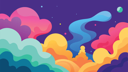 Abstract colorful cloudscape background with gradient shapes and transparency design