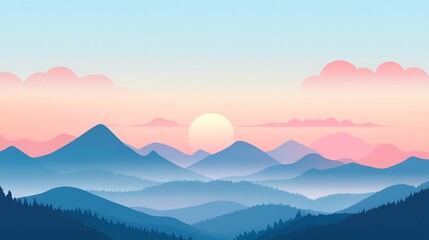 Gentle mountainscape at sunrise.
