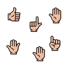 set of hand icons