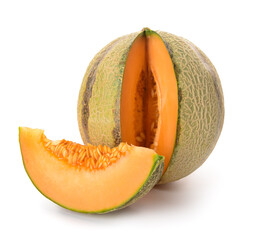 Tasty ripe melon on white background