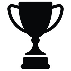 Simple black and white trophy cup silhouette award symbol of achievement and victory