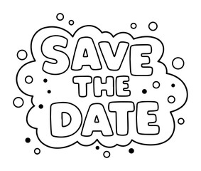 save the date text outline vector lettering romantic announcement line art