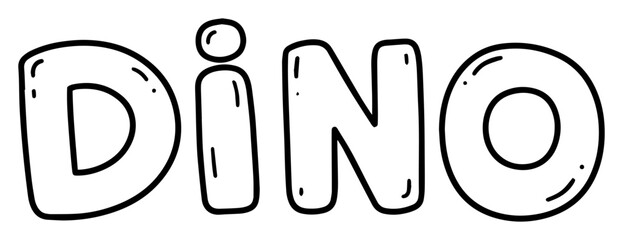dino word outline vector typography dinosaur themed cartoon line art © Anna