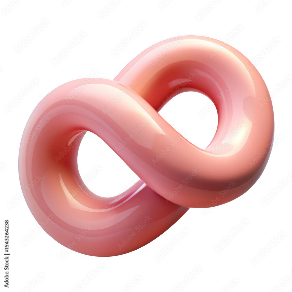 Poster 3d pink infinity loop abstract shape isolated on transparent background