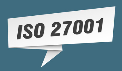 iso 27001 banner. iso 27001 speech bubble, label, sticker, sign template