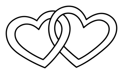 intertwined hearts outline vector illustration romantic monochrome line art