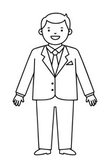 groom outline vector character monochrome line art illustration for wedding designs