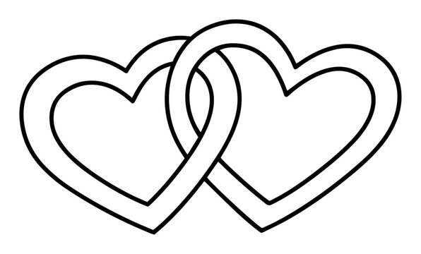 intertwined hearts outline vector illustration romantic monochrome line art