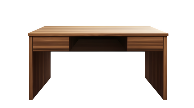 realistic desk mockup, front view, isolated on transparent background