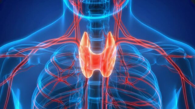 Human anatomy overview of the thyroid gland and surrounding structures