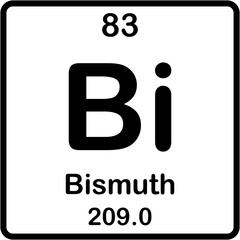 Chemical element of periodic table. Bismuth or Bi.
