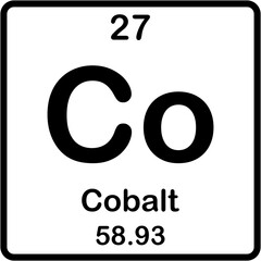 Chemical element of periodic table. Cobalt or Co.