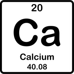 Chemical element of periodic table. Calcium or Ca.
