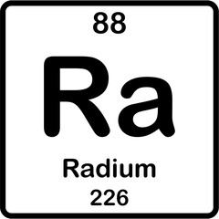 Chemical element of periodic table. Radium or Ra.
