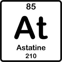 Chemical element of periodic table. Astatine or At. 
