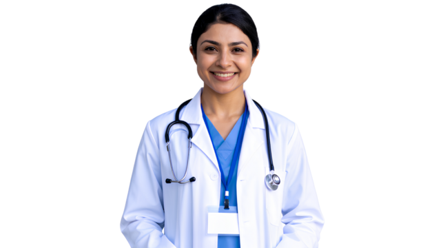  Confident Indian Nurse Smiling on Transparent Background PNG