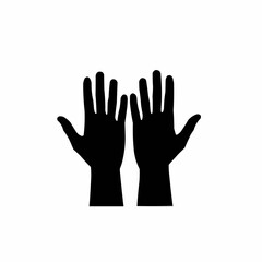 Obraz premium Black silhouette of two hands raised against a white background 