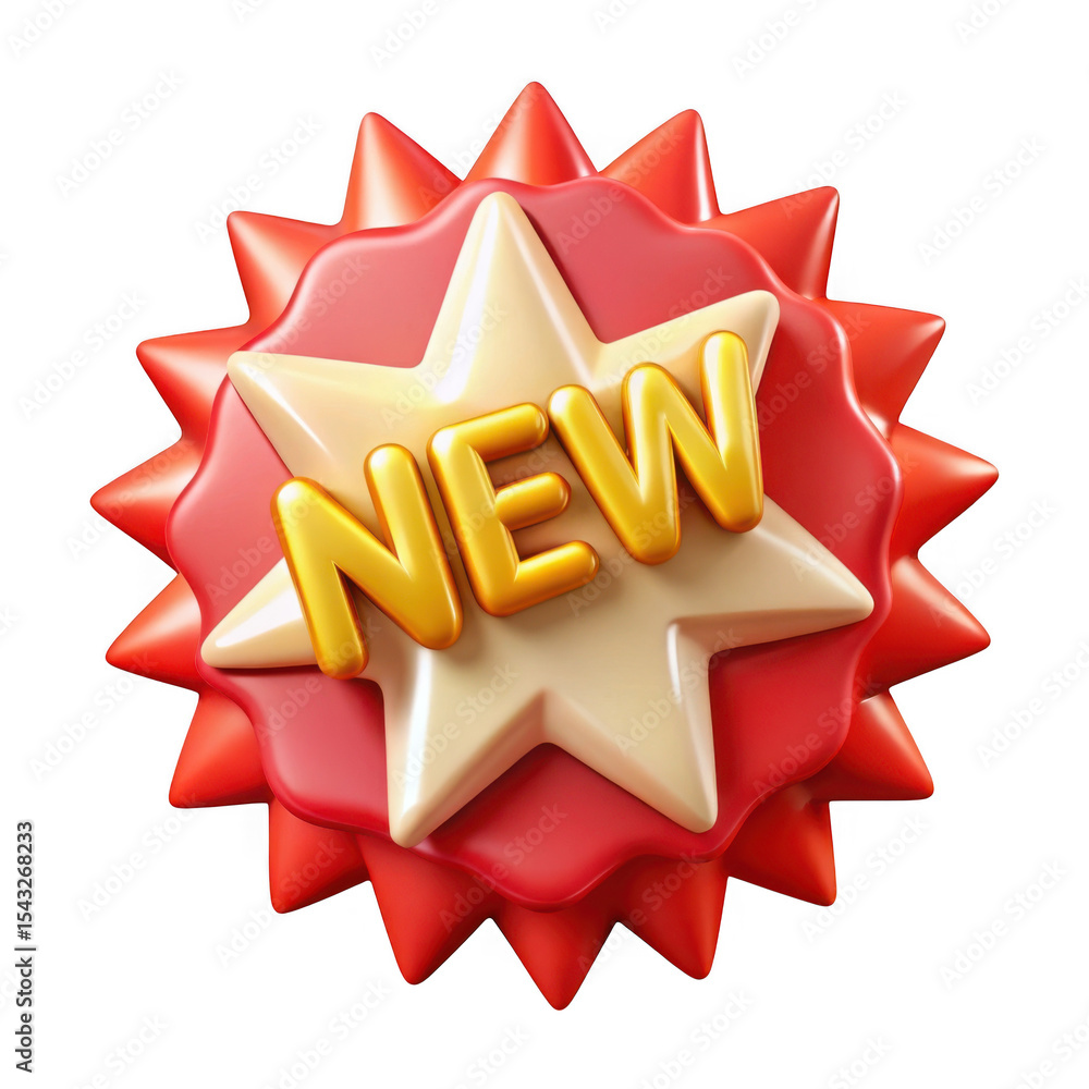 Poster 3d realistic new product badge starburst design isolated on transparent background