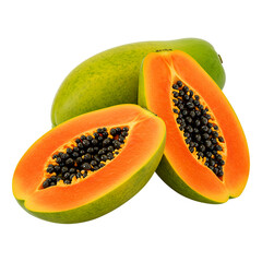 papaya fruit isolated on white