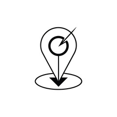 Stylized Arrow on Location Pin Icon for Maps Line Art Vector illustration