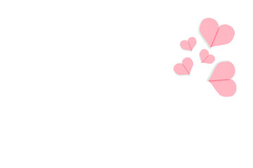 Pink heart shaped paper on transparent background. Collage composition with rough texture of paper. Scalloped edges. Love and romance. Lovely halftone color.