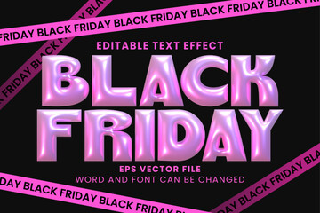 Black friday promotion 3d inflated chrome text effect
