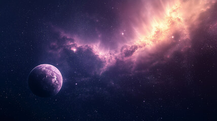 Obraz premium A rich, intimate view of space that highlights both its depth and its softness. Begin with a gradient glow to illuminate distant stars and formations