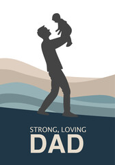 Silhouette of a Loving Father Holding Child – Father’s Day Poster