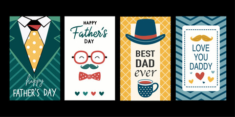 Father’s Day Card Set – 4 Illustrated Designs for Dad