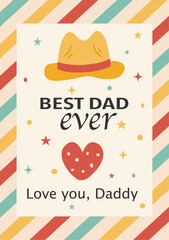 Best Dad Ever – Striped Heartfelt Father’s Day Card