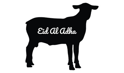 Eid Al Adha Silhouette Sheep Black Vector Islamic Festival Design