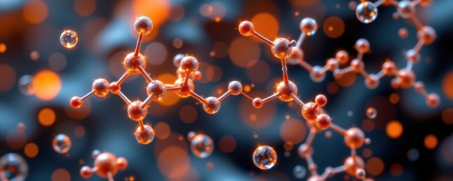 molecular view of cinnamon's cinnamic acid inhibiting cholesterol synthesis enzymes, glowing chemical interactions.