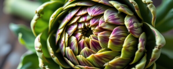 Obraz premium close up of artichoke leaves releasing compounds enhancing liver bile production, glowing detox process.