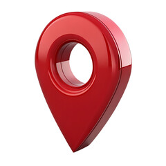 Red 3d map pointer icon isolated on transparent background