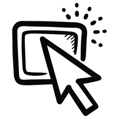 Cursor clicking Icon, Doodle Style, interaction or pointer Symbol