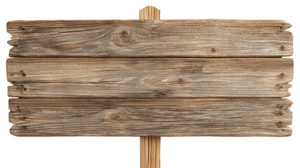 Rustic Wooden Signpost with Three Planks on a Post on Transparent Background wooden