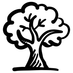 Tree Icon, Doodle Style, nature or growth Symbol