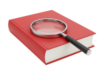 Isolated Magnifying Glass on Red Book for Study