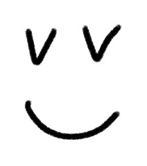 Doodle black happy face marker highlighter isolated on transparent background