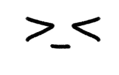 Doodle black angry face marker highlighter isolated on transparent background